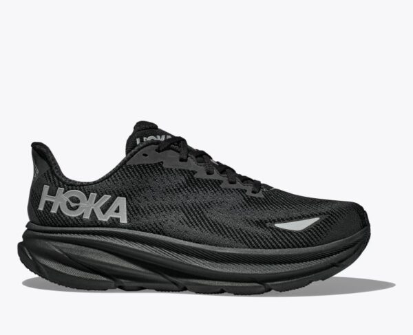 HOKA Men's Clifton 9 GTX Shoes in Black/Black, Size 7.5