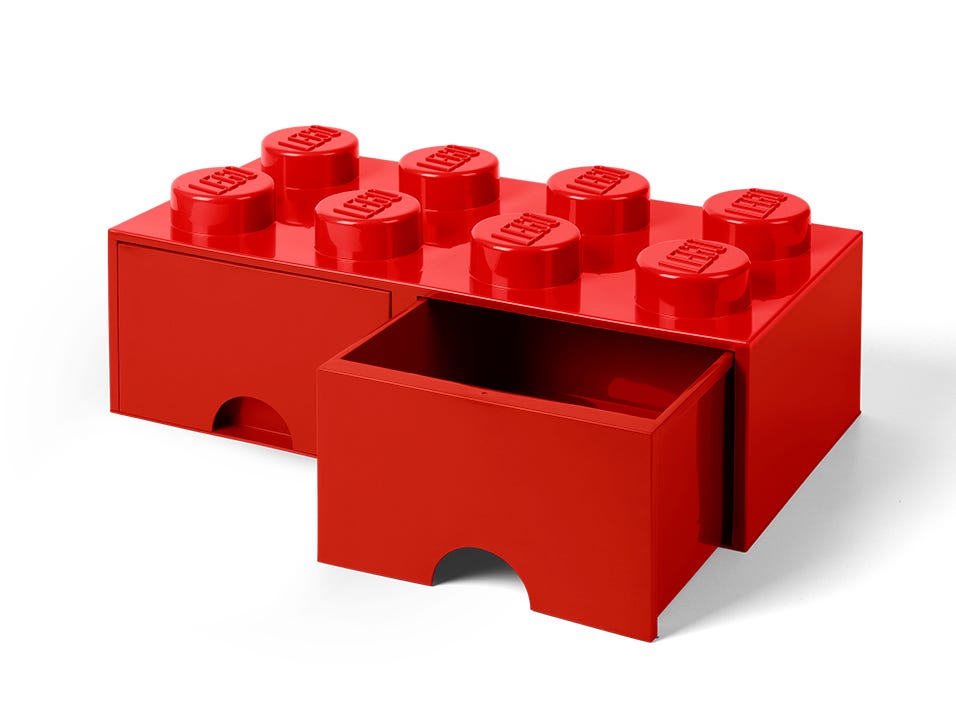 LEGO 8-stud Bright Red Storage Brick Drawer