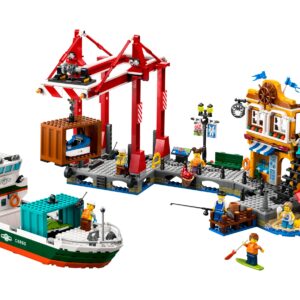 Seaside Harbor with Cargo Ship